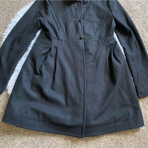Forever 21 Black Wool Blend Coat Lined Womens Size Medium - Picture 7 of 13